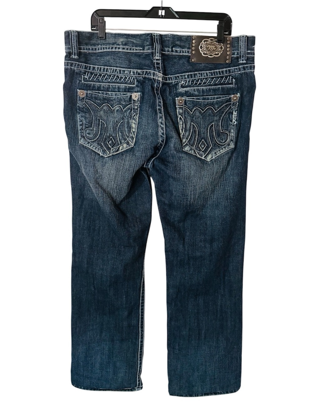 MEK DENIM Jeans Bootcut Y2K Vintage Studded Embroidered Logo Button Mens Size 38